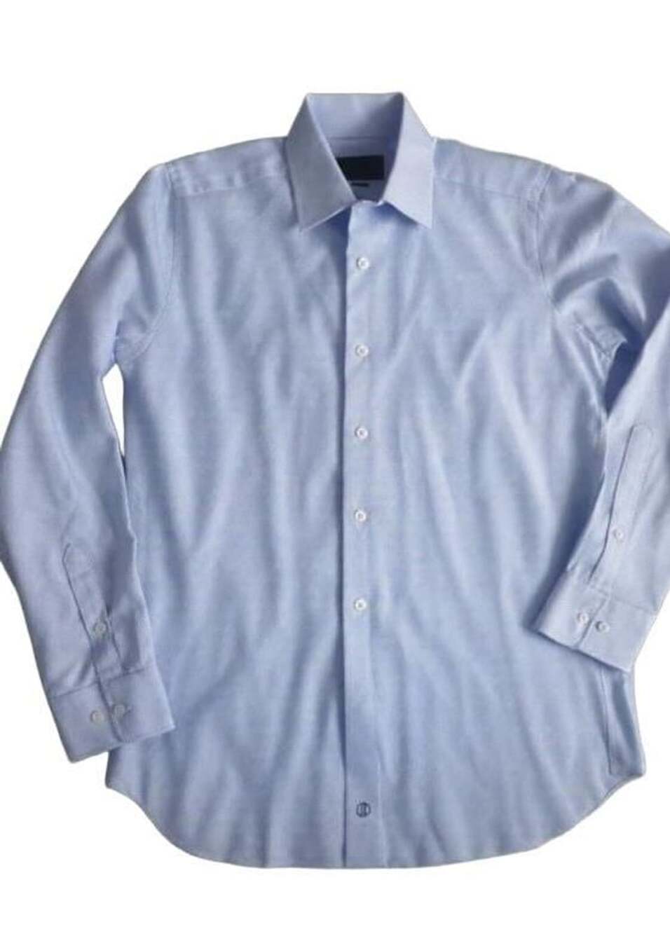 David Donahue Dress Shirt 16 34/35 (men’s L) Blue Herringbone Cotton Trim Fit